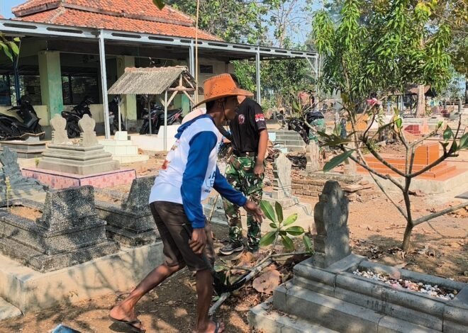 TMMD ke-129 Kodim 0620/Kab. Cirebon, Wujudkan Lingkungan TPU Desa Luwung Kencana yang Bersih dan Nyaman