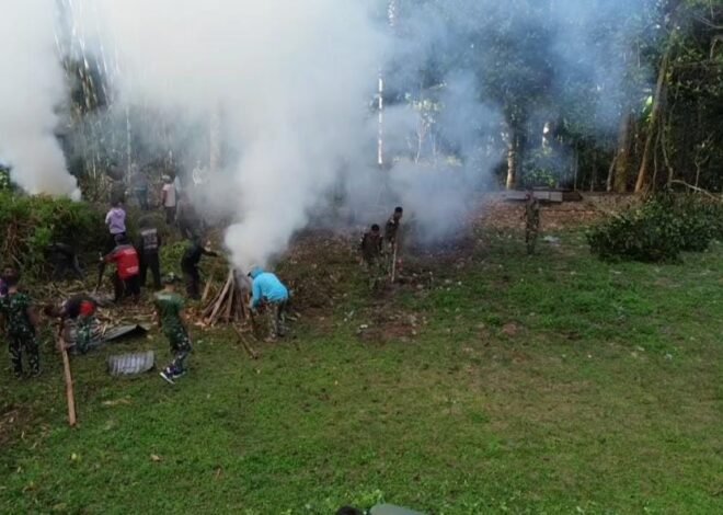 Lingkungan Pura Puseh Makin Bersih, Satgas TMMD Ke-129 Kodim 1626/Bangli Turun Langsung Bersama Warga