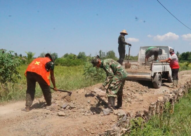 Gotong Royong Satgas TMMD dan Warga Percepat Penimbunan Jalan 1,2 Kilometer di Bandar Raya