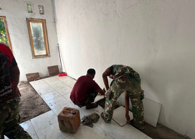 Gotong Royong Satgas dan Warga Percepat Finishing RTLH Ibu Rodiah