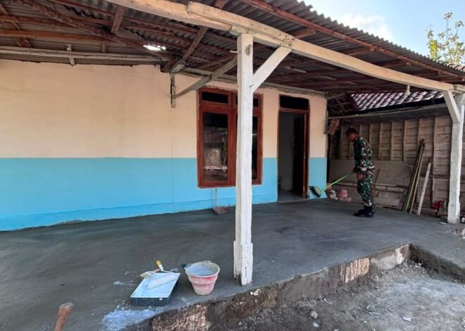 Area Rumah Ibu Jasmiati Bersih dan Rapi Berkat Kekompakan Satgas TMMD Ke-129 Kodim 0813/Bojonegoro