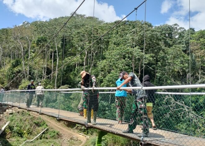 Satgas TMMD ke-129 Kodim 1407/Bone Perkuat Pengamanan Jembatan Gantung Pattuku-Lemo