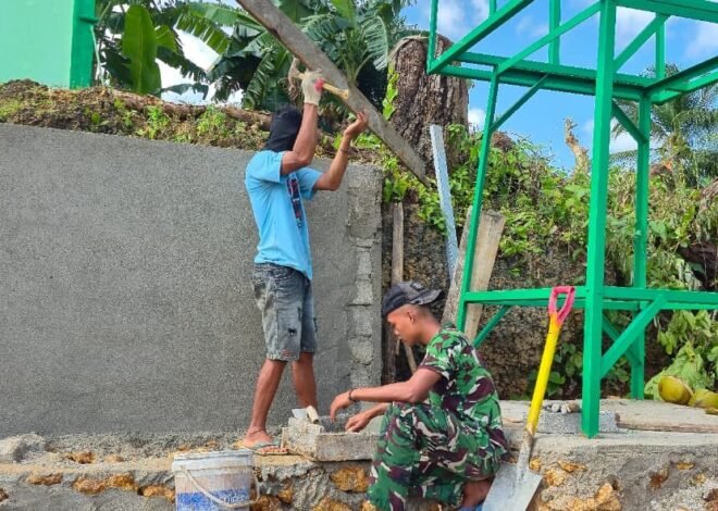 Satgas TMMD dan Warga Kebut Pembangunan Manunggal Air Bersih di Masjid Desa Polewali