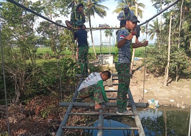 Satgas TMMD Ke-129 Lanjutkan Kegiatan Pembangunan Jembatan di Bone