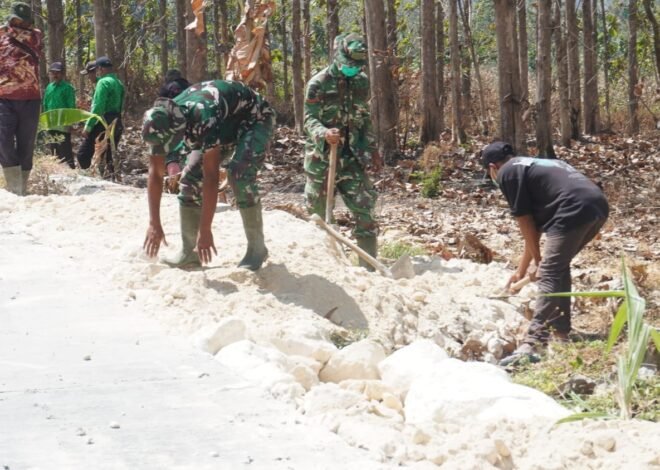 Bahu-Membahu Bangun Desa: Gotong Royong Warga Tlemang dan Kodim 0812/Lamongan Percepat Akselerasi Pembangunan Jalan