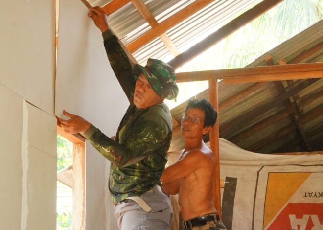 Satgas TMMD dan Warga Kompak Pasang Dinding Kalsibut, Wujudkan Hunian Layak bagi Masyarakat