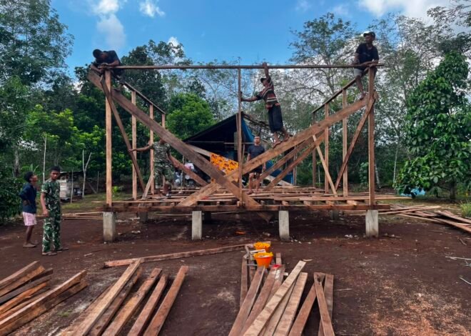 Pembangunan Rumah Bapak Diasan, Satgas TMMD Ke-129 Percepat Kegiatan di Desa Parit Baru