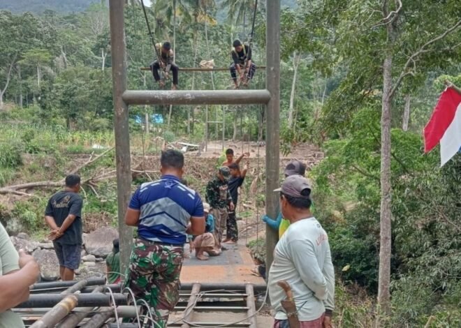 Kolaborasi TNI dan Masyarakat dalam Pembangunan Jembatan Gantung di Kecamatan Bontocani