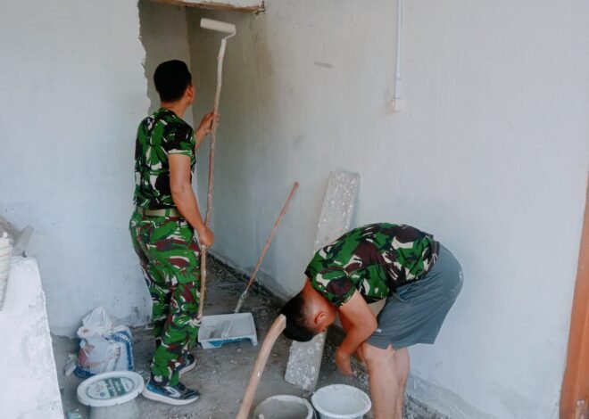 Satgas TMMD 129 Kodim 0413/Bangka Percepat Plester Dinding Rumah Pak Ardiansyah