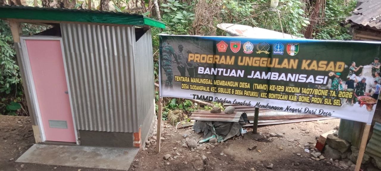 MCK Titik 3 TMMD Ke-129 Kodim 1407/Bone Mulai Berwujud, Satgas Keb/ut Penyelesaian di Sekitar Pasar Dusun Pattuku