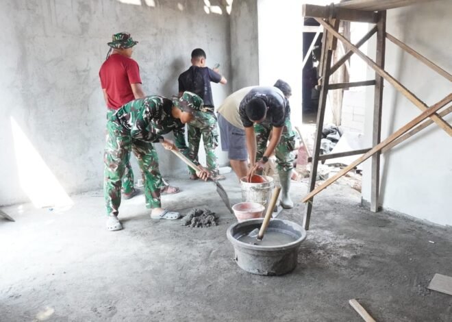 Bukan Sekadar Mengaduk Pasir dan Semen: Tetes Keringat Satgas TMMD 129 Kodim 0812/Lamongan demi Rumah Kokoh Warga Tlemang