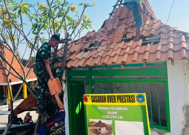 Perkuat Keamanan Lingkungan Desa, Satgas TMMD 129 Lanjutkan Progres Perehaban Pos Kamling Desa Tlemang