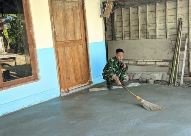 Ketelitian Demi Kualitas: Satgas TMMD 129 Bojonegoro Sulap Sapu Lidi Jadi Tekstur Lantai Aman dan Rapi
