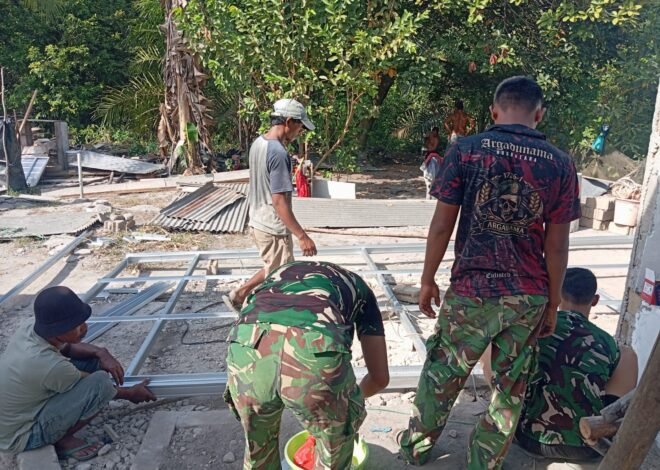 Rangka Dapur Mulai Berdiri, Satgas TMMD 129 Kodim 0413/Bangka Percepat Wujudkan Rumah Layak Huni Bapak Ardiansyah