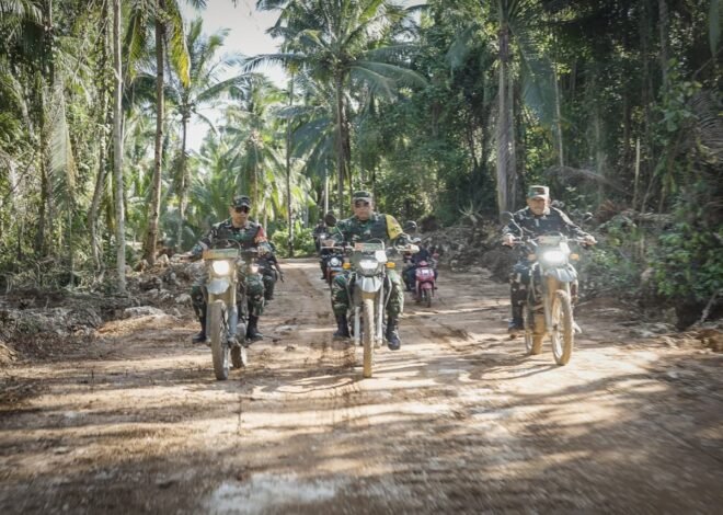 Wairjenad Tinjau Pembukaan Jalan TMMD Ke-129 dan Serahkan Bantuan Sembako kepada Warga Desa Polewali