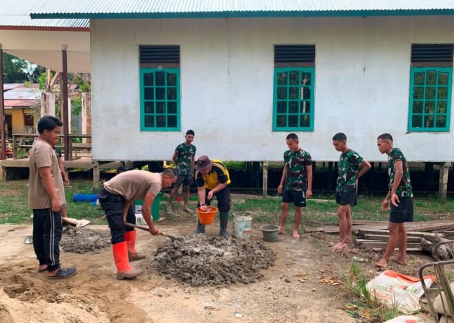 Adu Semen Bersama, TNI-Polri Percepat Pembangunan Fasilitas Sanitasi di Ulak Pauk