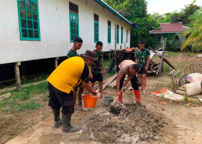 Soliditas TNI-Polri di Lokasi TMMD, Bersama Wujudkan Fasilitas untuk Masyarakat Ulak Pauk