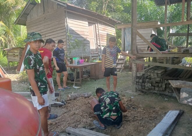 Kejar Penyelesaian, Satgas TMMD Kodim 1206/Putussibau Mulai Garap RTLH Ibu Marsiana