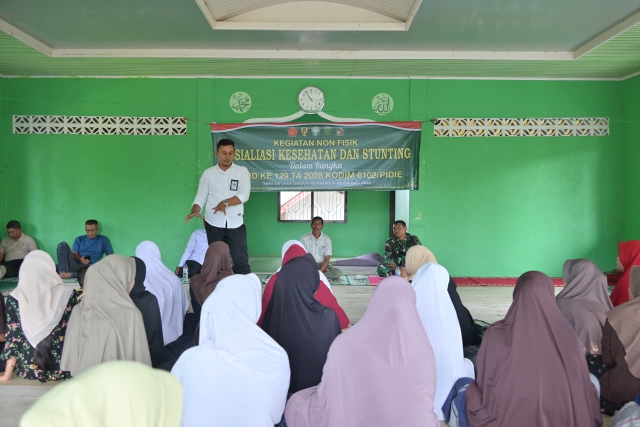 TMMD Ke-129 Kodim 0102/Pidie Perkuat Edukasi Pencegahan Stunting Bersama Dinas Sosial