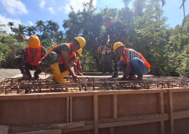 Pemasangan Bekisting Box Culvert TMMD Ke-129 Kodim 0102/Pidie Dikebut, Perkuat Struktur Jembatan Desa