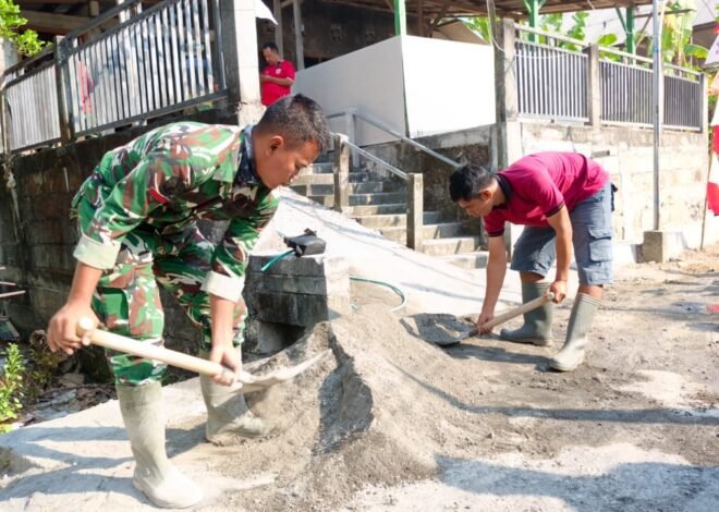 Racikan Pasir dan Semen Terbaik, Sentuhan Satgas TMMD 129 dan Warga Perkokoh Serta Percantik Mushola Desa Tlemang