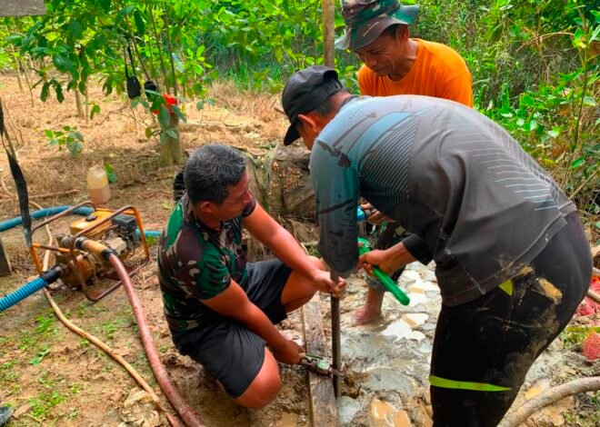 Percepat Akses Air Bersih di Desa Belatung, Satgas TMMD Regtas Ke-129 Kodim 1206/Putussibau Laksanakan Pengeboran di Dekat Gedung Serbaguna Tauk Begulai