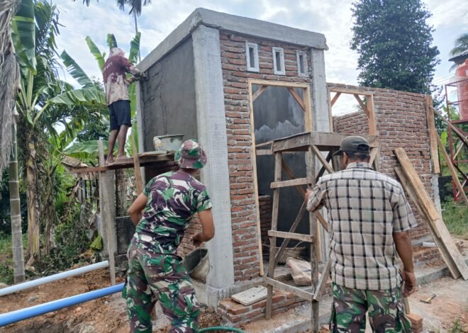 Satgas TMMD dan Warga Percepat Pembangunan MCK di TPU Blang Cot Demi Sanitasi yang Lebih Baik