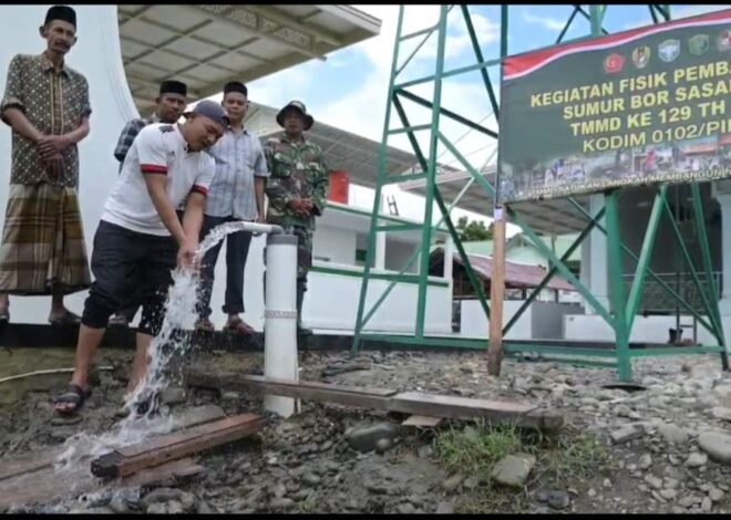 Sumur Bor TMMD Ke-129 Kodim 0102/Pidie Rampung, Warga Lhok Panah Kini Nikmati Air Bersih