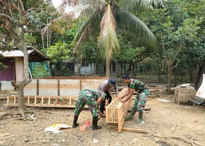 TMMD 129 Kodim 0102/Pidie Hadirkan Ketahanan Pangan, Bangun Kandang Ayam, Kolam Lele dan Kebun Sayur,