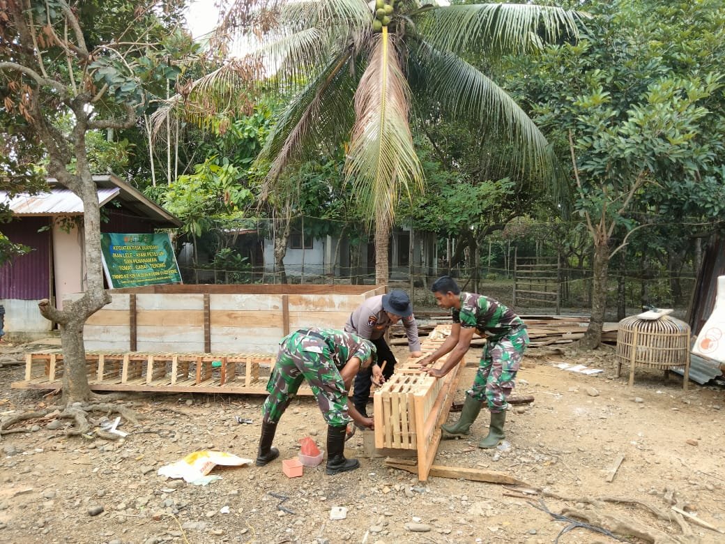 TMMD 129 Kodim 0102/Pidie Hadirkan Ketahanan Pangan, Bangun Kandang Ayam, Kolam Lele dan Kebun Sayur,