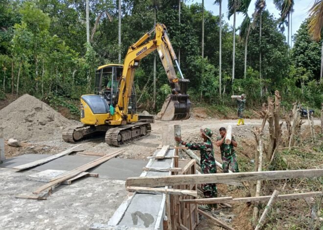 TMMD Ke-129 Kodim 0102/Pidie Kebut Penguatan Bantaran Jembatan Demi Kelancaran Akses Pertanian