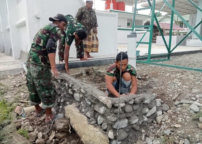 Satgas TMMD Ke-129 Kodim 0102/Pidie Bangun Tempat Wudhu, Lengkapi Sarana Air Bersih di Masjid Al Furqan