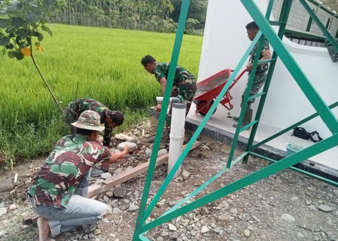 Satgas TMMD Ke-129 Kodim 0102/Pidie Lengkapi Sumur Bor dengan Pembangunan Tempat Wudhu Masjid Al Furqan
