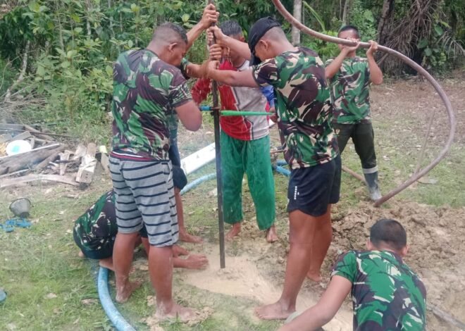 ATASI KRISIS AIR BERSIH, SATGAS TMMD BERJUANG GEBER PEMBUATAN SUMUR BOR UNTUK WARGA