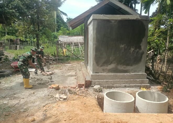Satgas TMMD Ke-129 Kodim 0102/Pidie Percepat Penyelesaian MCK Dayah Blang Cot, Progres Capai 85 Persen