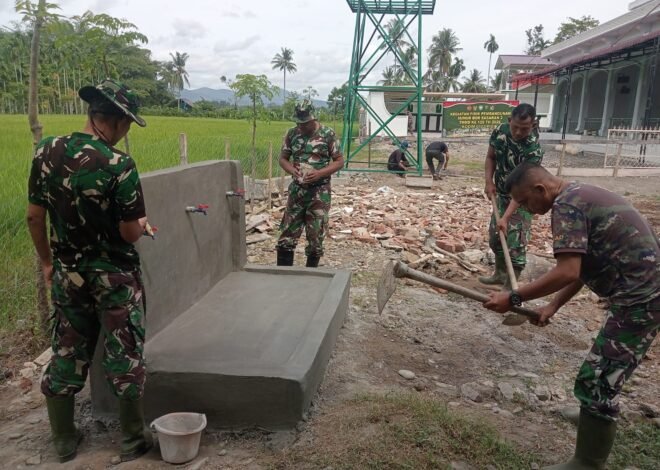 TMMD ke-129 Kodim 0102/Pidie Rampungkan Tempat Wuduk, Lengkapi Fasilitas Sumur Bor dan MCK di Lhok Panah