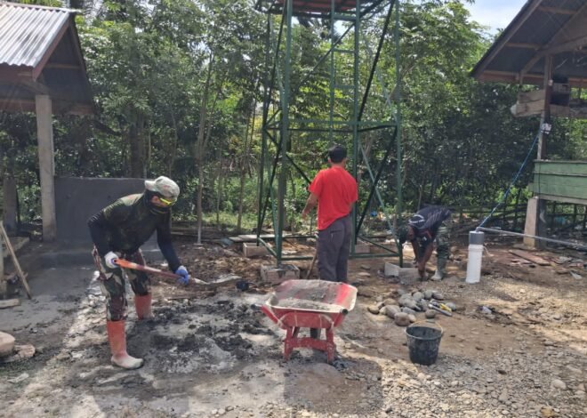 Satgas TMMD Ke-129 Kodim 0102/Pidie Kebut Pemasangan Tower Tandon Air Demi Kebutuhan Santri