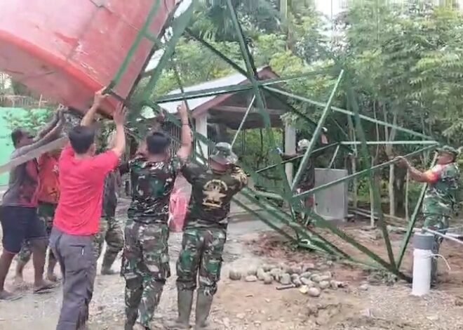 Hari Libur Tetap Mengabdi, Satgas TMMD Ke-129 Wujudkan Fasilitas Air Bersih di Dayah Lhok Panah