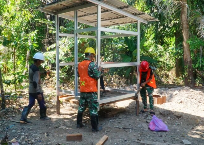 Gotong Royong Satgas TMMD dan Warga Percepat Pembangunan Rumah MCK Sasaran 4