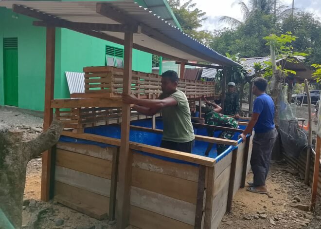 Satgas TMMD ke-129 Kodim 0102/Pidie Rampungkan Kandang Ayam dan Kolam Lele, Perkuat Ketahanan Pangan Keluarga