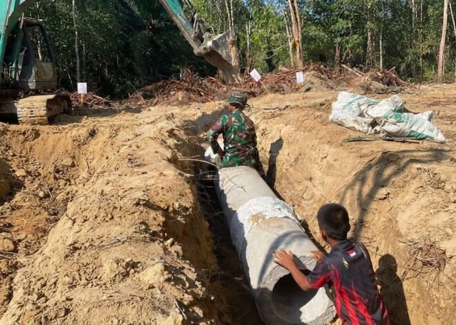 Lancarkan Aliran Air dan Perkuat Akses Jalan, Satgas TMMD 129 Kodim 0413/Bangka Genjot Pengerjaan Gorong-Gorong