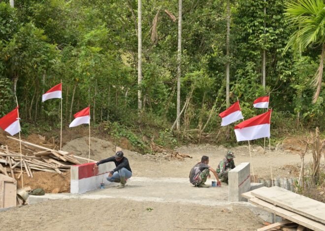 Gebyar Merah Putih Warnai Lokasi TMMD, Jembatan Box Culvert Disulap Bernuansa Kemerdekaan
