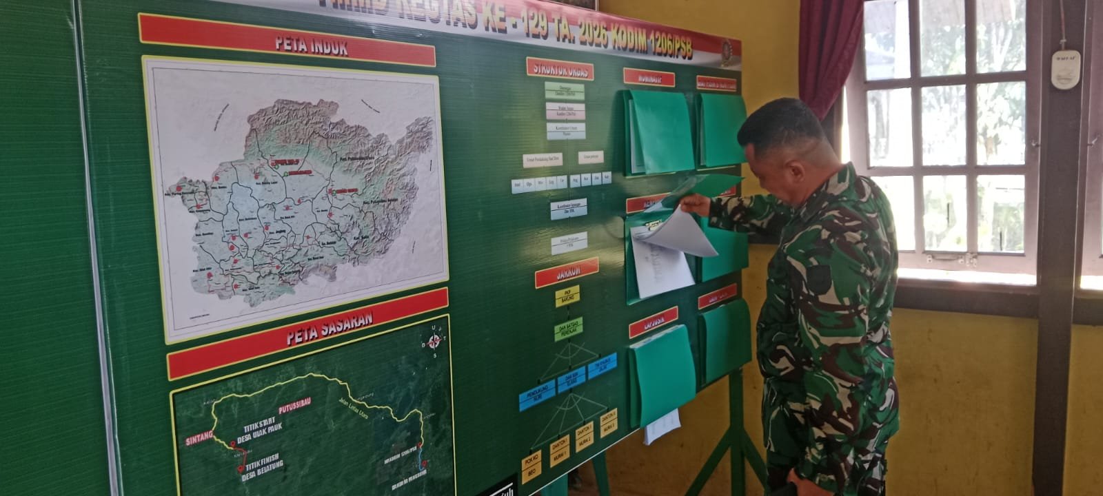 Persiapan Sambut Tim Wasev, Kasiter Korem 121/Abw Tinjau Posko TMMD Ke-129 Kodim 1206/Putussibau