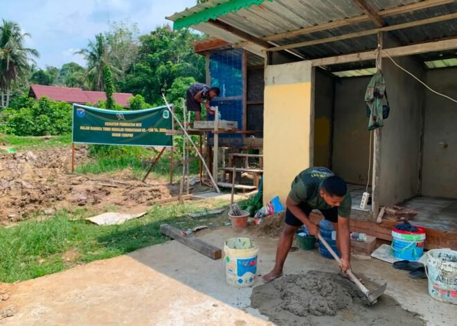 Dukung Kenyamanan Beribadah, Satgas TMMD Ke-129 Kodim 1206/Putussibau Kebebut Pengerjaan MCK Masjid Al-Hidayah