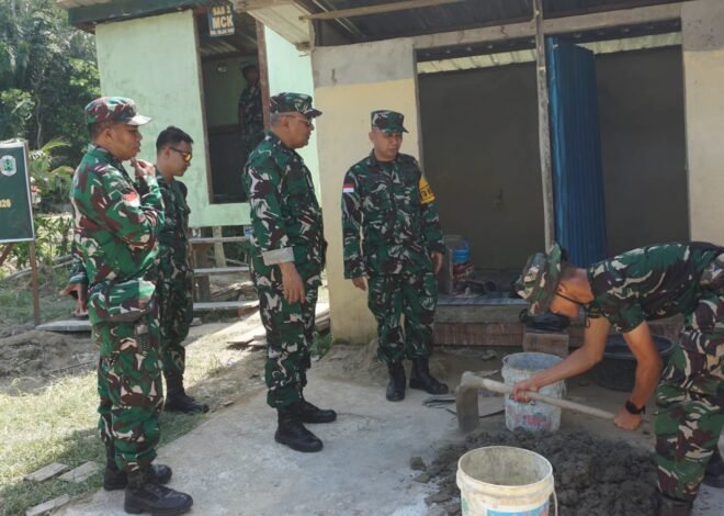 Pastikan Pekerjaan Sesuai Target, Brigjen TNI Aldrin Ali Bahasoan Cek Langsung Progres TMMD Ke-129 Putussibau