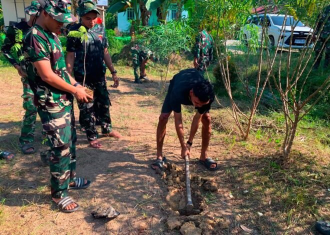 Hijaukan Desa Ulak Pauk, Satgas TMMD Ke-129 Ajak Warga Tanam Bibit Petai dan Jengkol