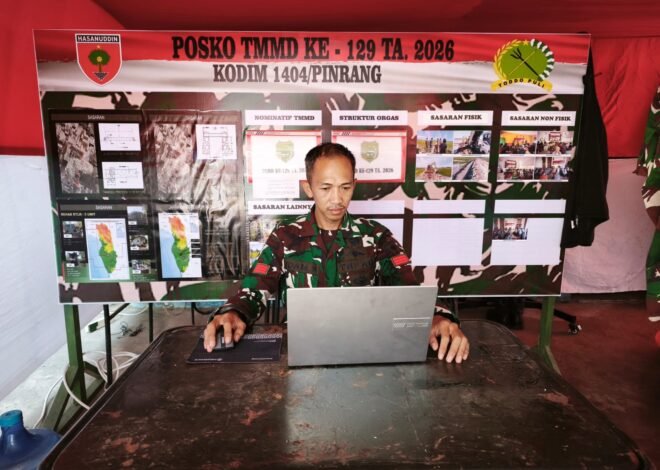 Di Balik Sukses Publikasi TMMD, Praka Idam Jadi Operator Laptop Andalan Satgas TMMD Ke-129 Kodim 1404/Pinrang