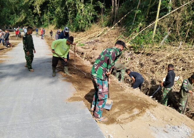 Gotong Royong Warnai Tahap Akhir TMMD Ke-129 Kodim 1626/Bangli di Desa Sekardadi