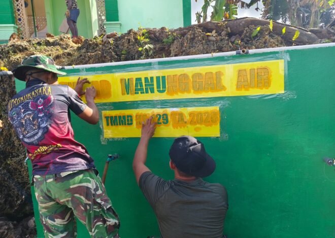 Stiker Program Manunggal Air Bersih Dipasang pada Bak Penampungan Air TMMD ke-129