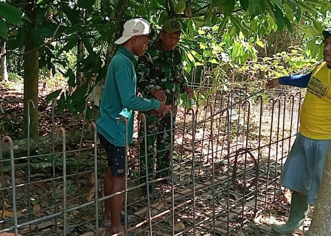 Satgas TMMD 129 Rangkai Besi Konstruksi Box Culvert, Perkuat Akses Jalan Pertanian Warga